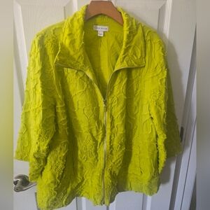 Susan Graver Textured Zip-Front Jacket in Neon Green